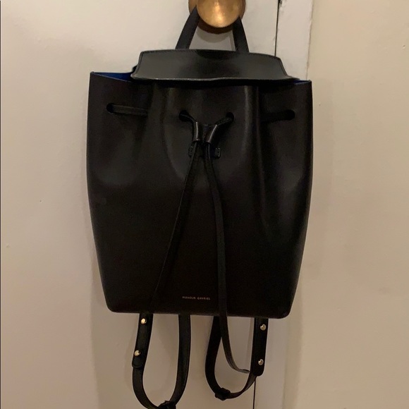 Mansur Gavriel Mini Backpack in Black/Blue - Picture 2 of 9